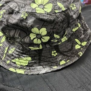 Floral Bucket Hat - Gray and Green